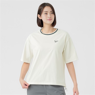 Reebok(リーボック) 裾スピンドルＴシャツ 吸水速乾 肌離れの良い生地使用 レディス(アイボリー-M)