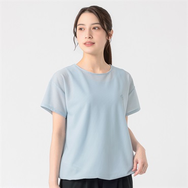 ELLE SPORT(エルスポーツ) 裾バルーンTシャツ 吸汗速乾 接触冷感 メッシュ素材 レディス