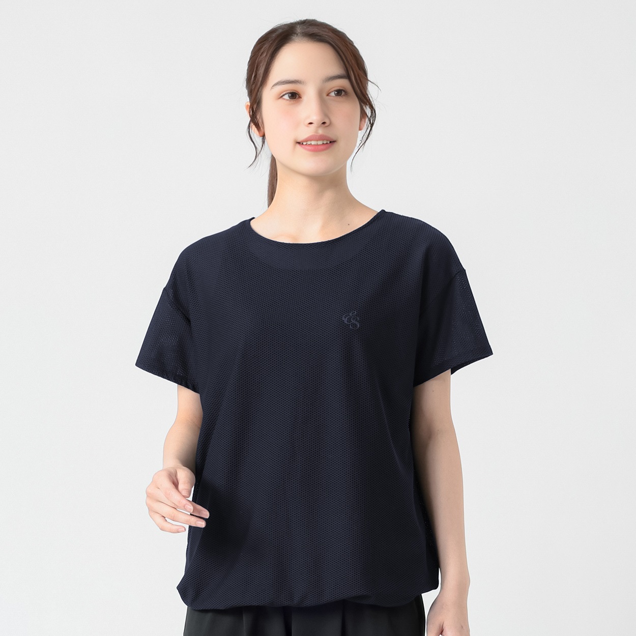 ELLE SPORT(エルスポーツ) 裾バルーンTシャツ 吸汗速乾 接触冷感 メッシュ素材 レディス(コイアオ-M)