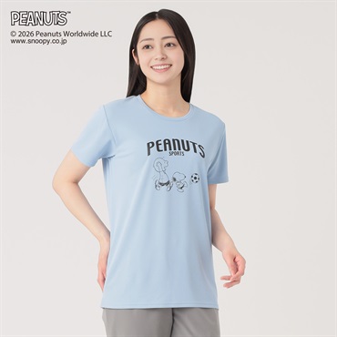 PEANUTS SPORTS Tシャツ 汗染み防止 吸水速乾 UV対策 レディス(ウスアオ-S)