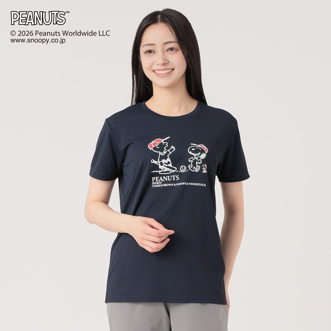 PEANUTS SPORTS Tシャツ 汗染み防止 吸水速乾 UV対策 レディス(コイアオ-M)