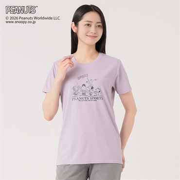 PEANUTS SPORTS Tシャツ 汗染み防止 吸水速乾 UV対策 レディス(ウスムラサキ-S)