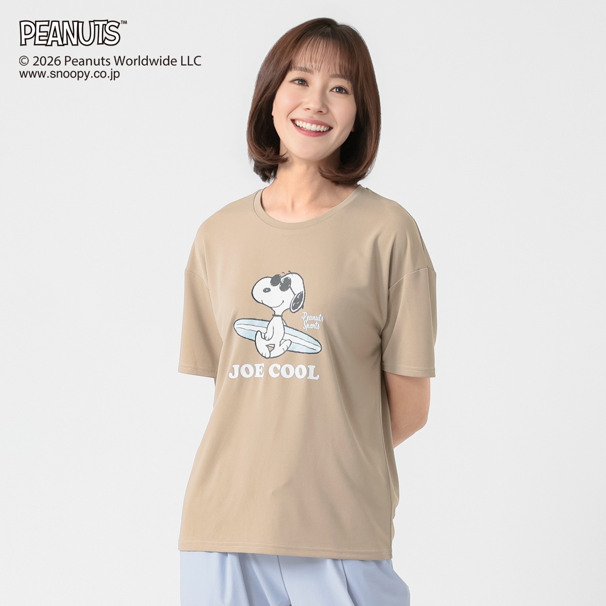 PEANUTS Tシャツ 接触冷感 吸水速乾 UV対策 レディス(ウスチャ-S)