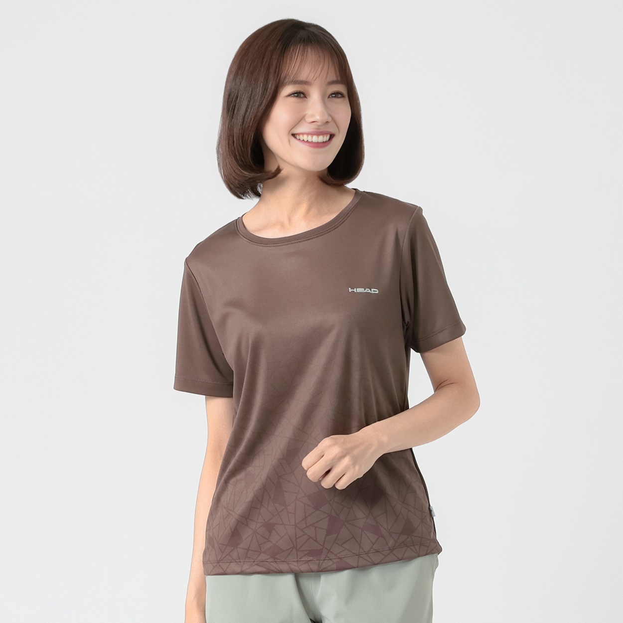 HEAD(ヘッド) 幾何柄グラデーション半袖Tシャツ 吸汗速乾・UV対策機能 レディス(チャ-S)