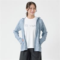 ELLE SPORT(エルスポーツ) 花柄つば付きUVパーカー 吸汗速乾 UV 接触冷感 レディス(ウスアオ-S)