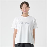 ELLE SPORT(エルスポーツ) フラワーロゴTシャツ 裏メッシュ素材 UV 吸汗速乾 接触冷感 レディス(シロ-S)