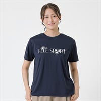 ELLE SPORT(エルスポーツ) フラワーロゴTシャツ 裏メッシュ素材 UV 吸汗速乾 接触冷感 レディス(コイアオ-S)