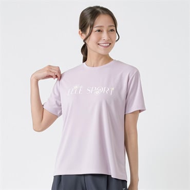 ELLE SPORT(エルスポーツ) フラワーロゴTシャツ 裏メッシュ素材 UV 吸汗速乾 接触冷感 レディス