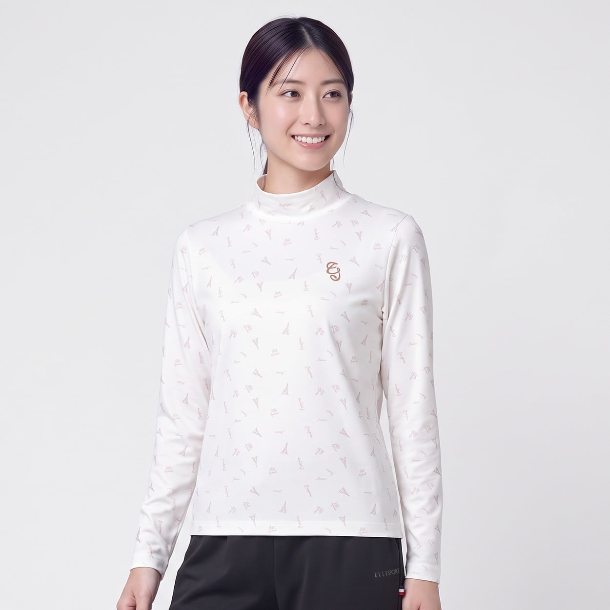ELLE SPORT(エルスポーツ) 裏起毛スタンドネックプルオーバー ストレッチ レディス(Ａシロ-S)