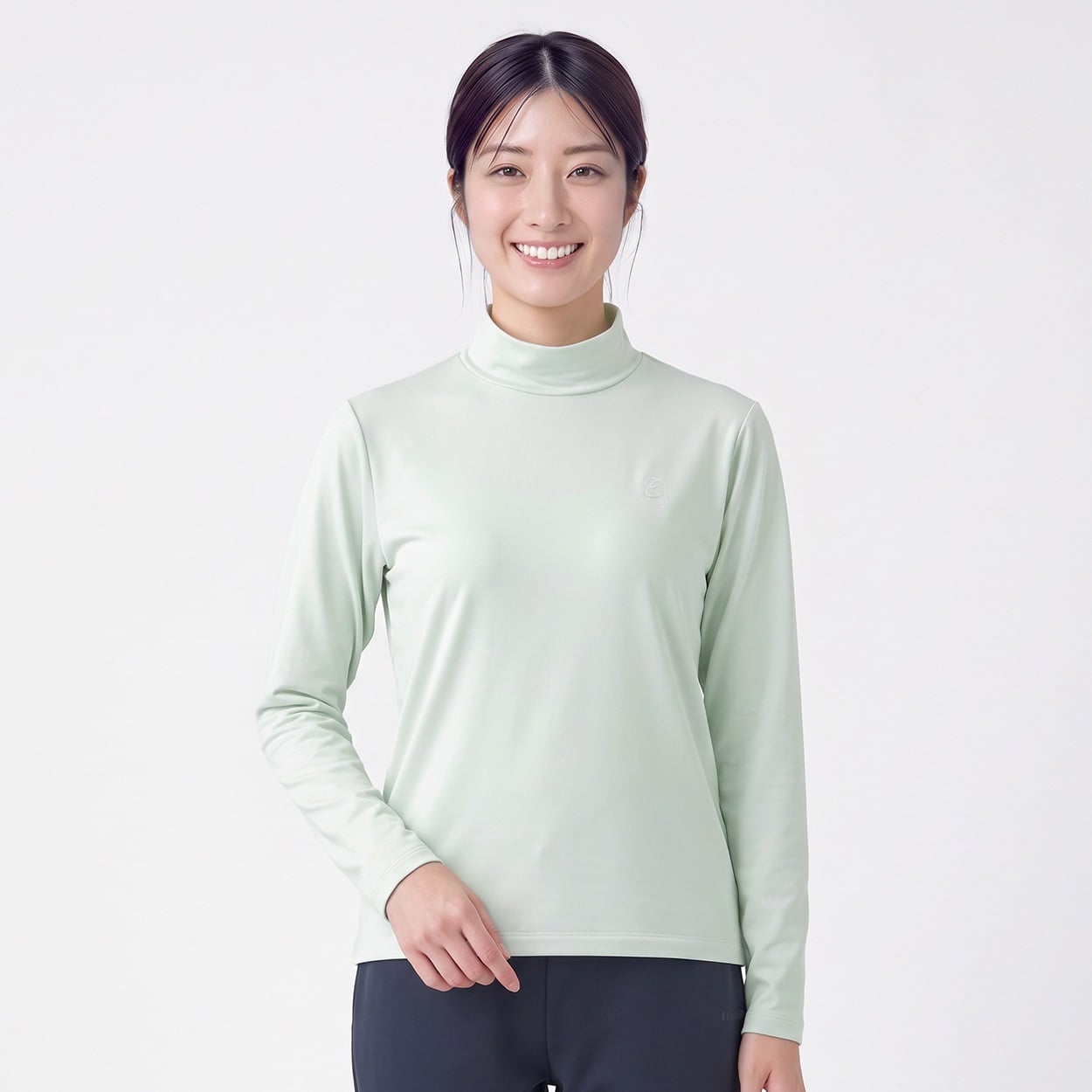 ELLE SPORT(エルスポーツ) 裏起毛スタンドネックプルオーバー ストレッチ レディス(ウスミドリ-S)