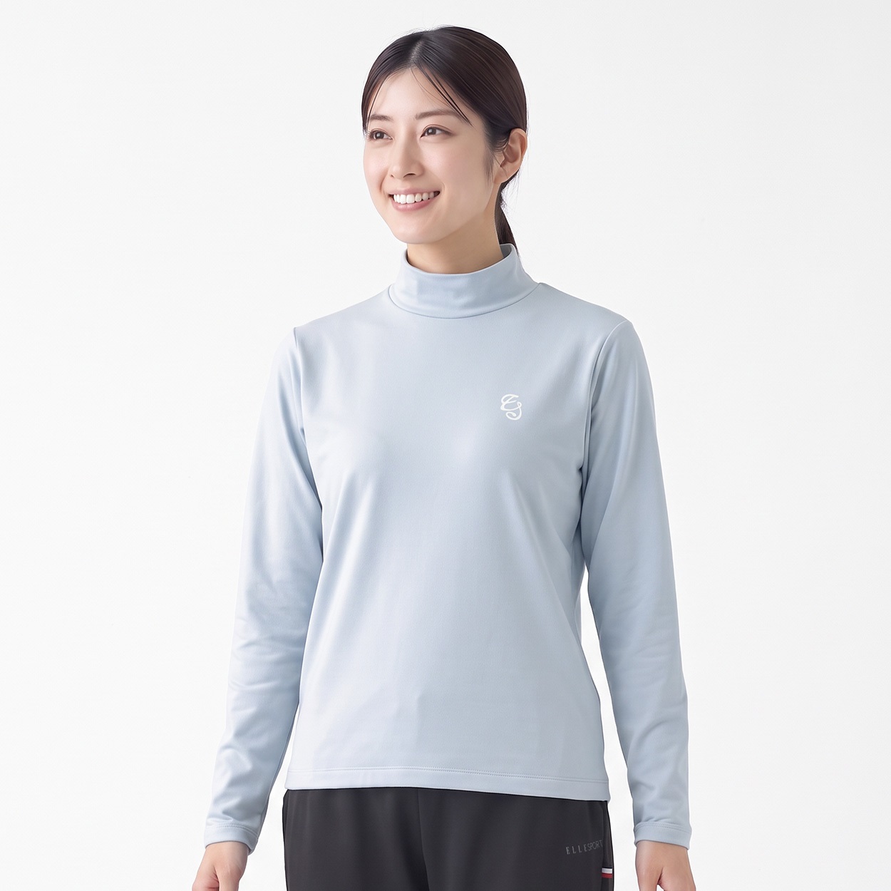 ELLE SPORT(エルスポーツ) 裏起毛スタンドネックプルオーバー ストレッチ レディス(ウスアオ-M)