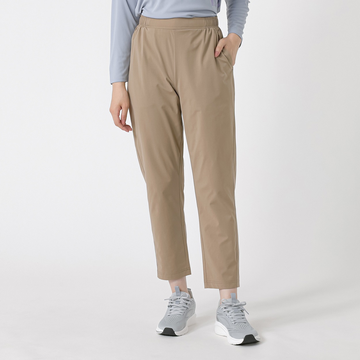 ドライストレッチテーパードパンツ  吸水速乾 ストレッチ UVカット レディス(ウスチャ-M)