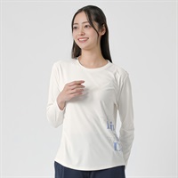 ドライ長袖グラフィックTシャツ 吸水速乾 接触冷感 UV対策 レディス(シロ-M)