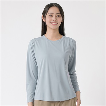 ドライ長袖グラフィックTシャツ 吸水速乾 接触冷感 UV対策 レディス(ウスクロ-M)