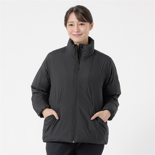 HEAT中綿スタンドジャケット 暖か はっ水 HEAT機能 レディス(クロ-M)