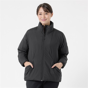 HEAT中綿スタンドジャケット 暖か はっ水 HEAT機能 レディス(クロ-M)