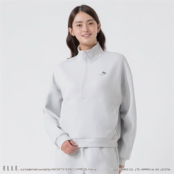 ELLE SPORT(エルスポーツ) ハローキティ×ELLE SPORT ハーフジッププルオーバー ダンボール素材 UV 吸汗速乾 レディス(ウスクロ-S)