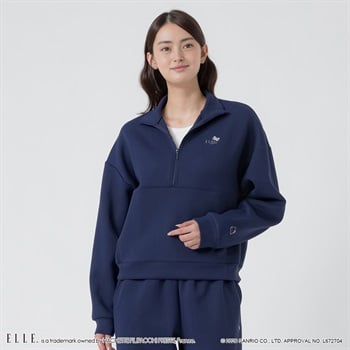 ELLE SPORT(エルスポーツ) ハローキティ×ELLE SPORT ハーフジッププルオーバー ダンボール素材 UV 吸汗速乾 レディス(コイアオ-S)