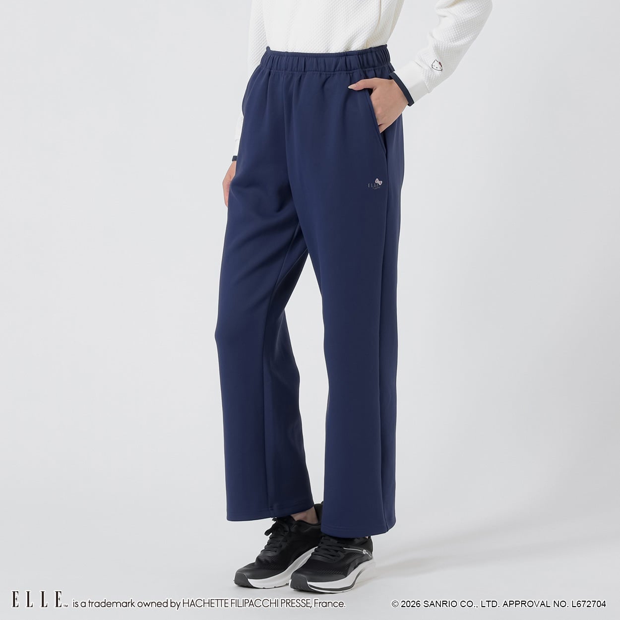 ELLE SPORT(エルスポーツ) ハローキティ×ELLE SPORT ストレートパンツ ダンボール素材 UV 吸汗速乾 レディス(コイアオ-M)
