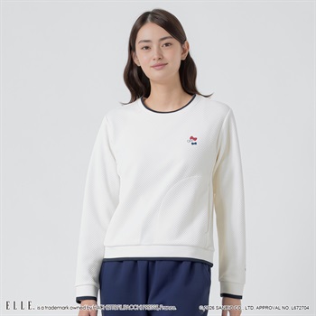 ELLE SPORT(エルスポーツ) ハローキティ×ELLE SPORT ジャガードプルオーバー キルトジャガード素材 UV 吸汗速乾 レディス(シロ-S)