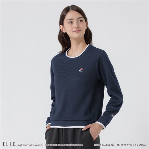 ELLE SPORT(エルスポーツ) ハローキティ×ELLE SPORT ジャガードプルオーバー キルトジャガード素材 UV 吸汗速乾 レディス(コイアオ-S)