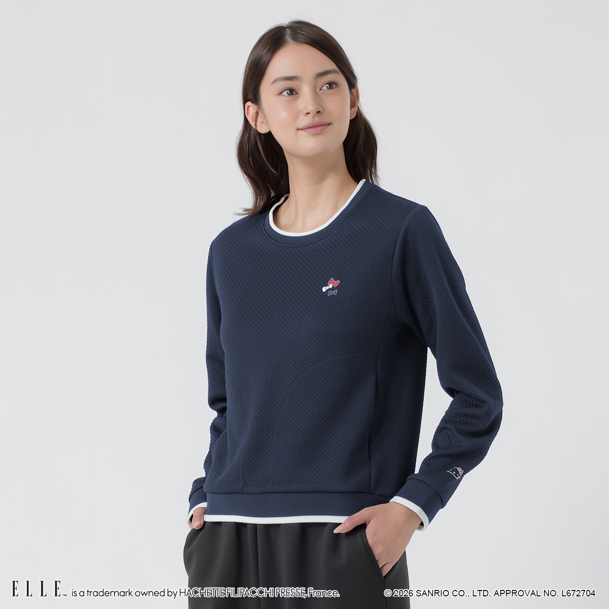 ELLE SPORT(エルスポーツ) ハローキティ×ELLE SPORT ジャガードプルオーバー キルトジャガード素材 UV 吸汗速乾 レディス(コイアオ-L)