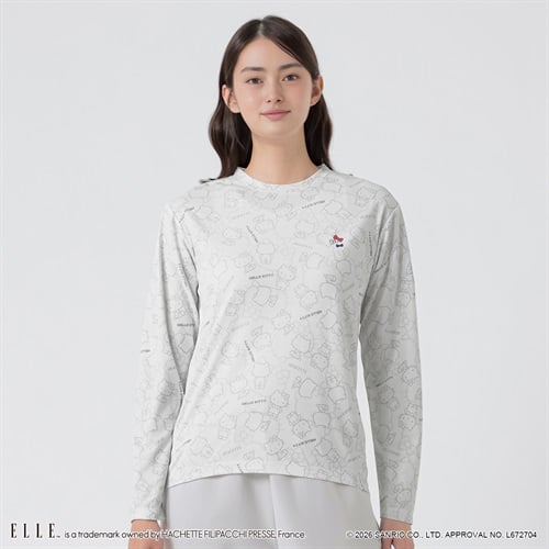 ELLE SPORT(エルスポーツ) ハローキティ×ELLE SPORT プリントロングＴシャツ UV 吸汗速乾 レディス(ソノタ-S)
