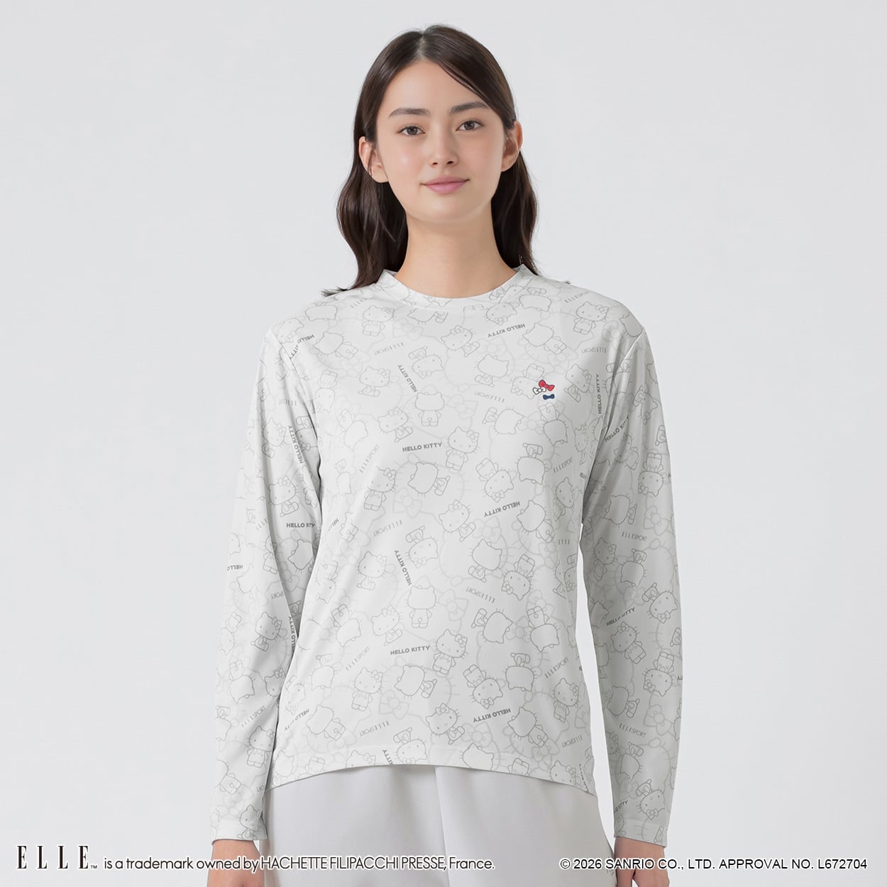 ELLE SPORT(エルスポーツ) ハローキティ×ELLE SPORT プリントロングＴシャツ UV 吸汗速乾 レディス(ソノタ-XL)