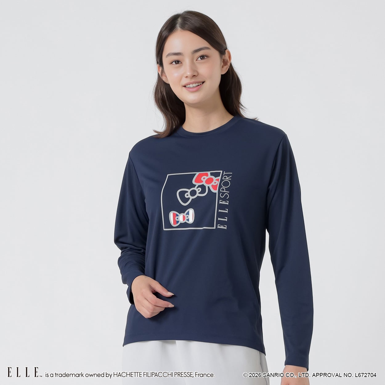 ELLE SPORT(エルスポーツ) ハローキティ×ELLE SPORT プリントロングＴシャツ UV 吸汗速乾 レディス(コイアオ-S)
