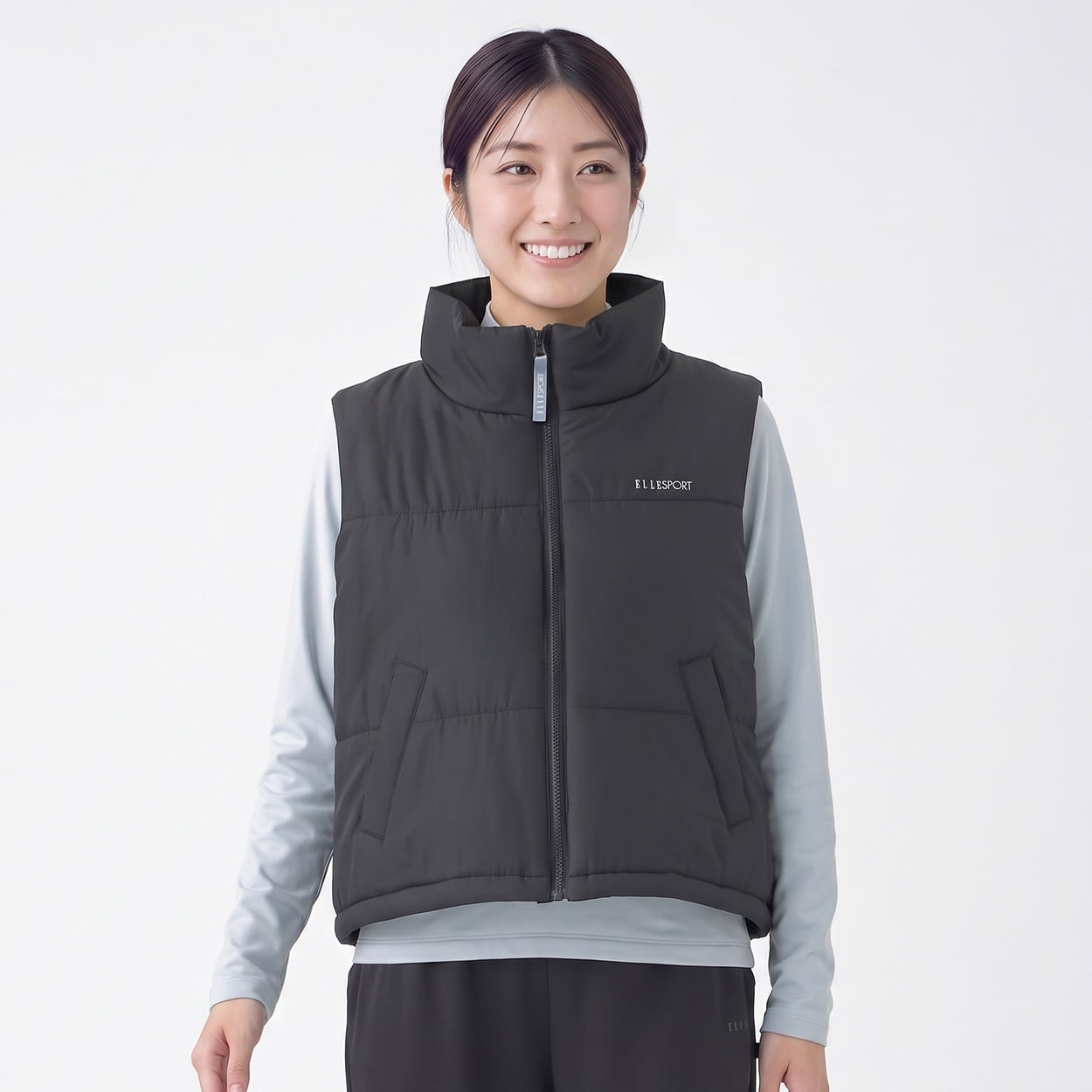 ELLE SPORT(エルスポーツ) 中綿ベスト はっ水 防風 レディス(クロ-M)