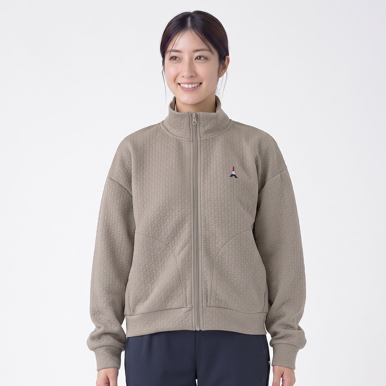 ELLE SPORT(エルスポーツ) ジャガードスタンドジャケット レディス(チャ-XL)