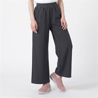 裏起毛ワイドパンツ あたたか ストレッチ UV対策 レディス(クロ-S)