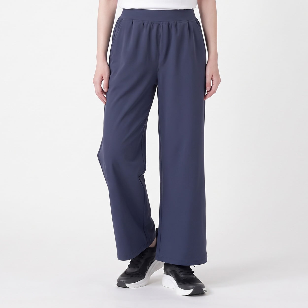 裏起毛ワイドパンツ あたたか ストレッチ UV対策 レディス(コイアオ-M)