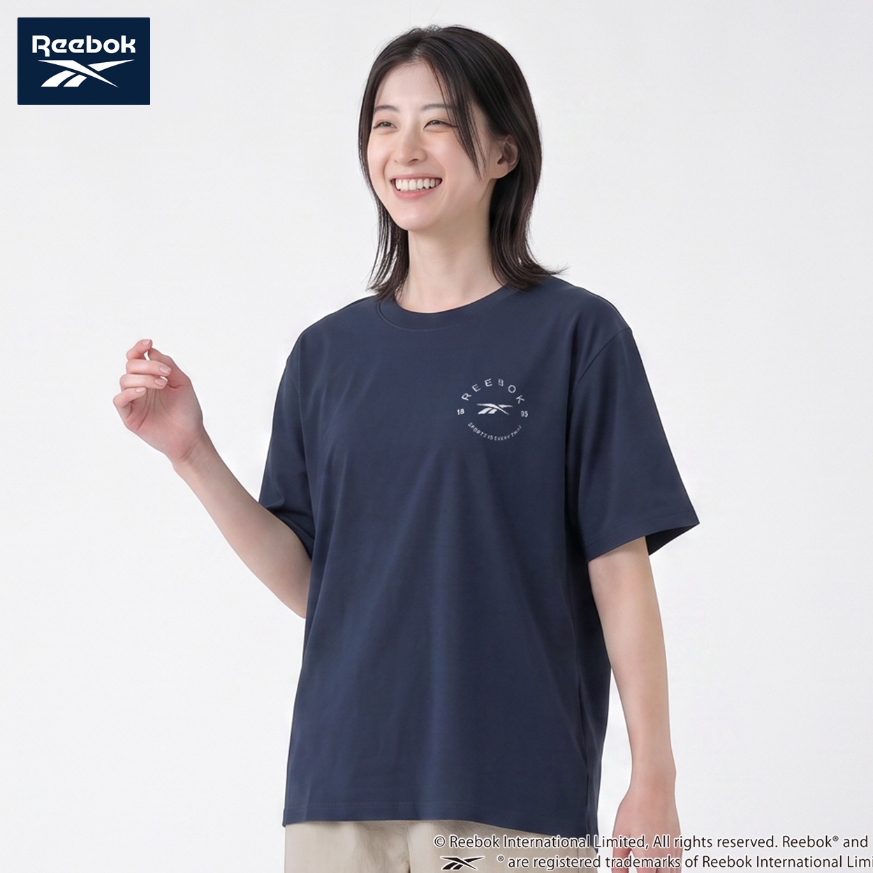 REEBOK サークルロゴTシャツ 綿タッチ レディス(コイアオ-L)