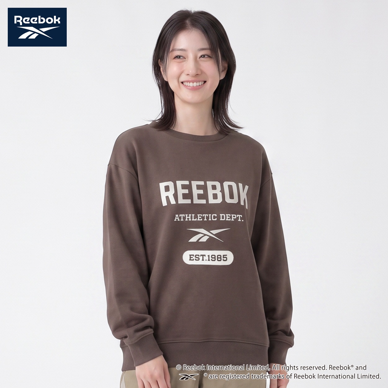 REEBOK 裏起毛トレーナー レディス(チャ-XL)