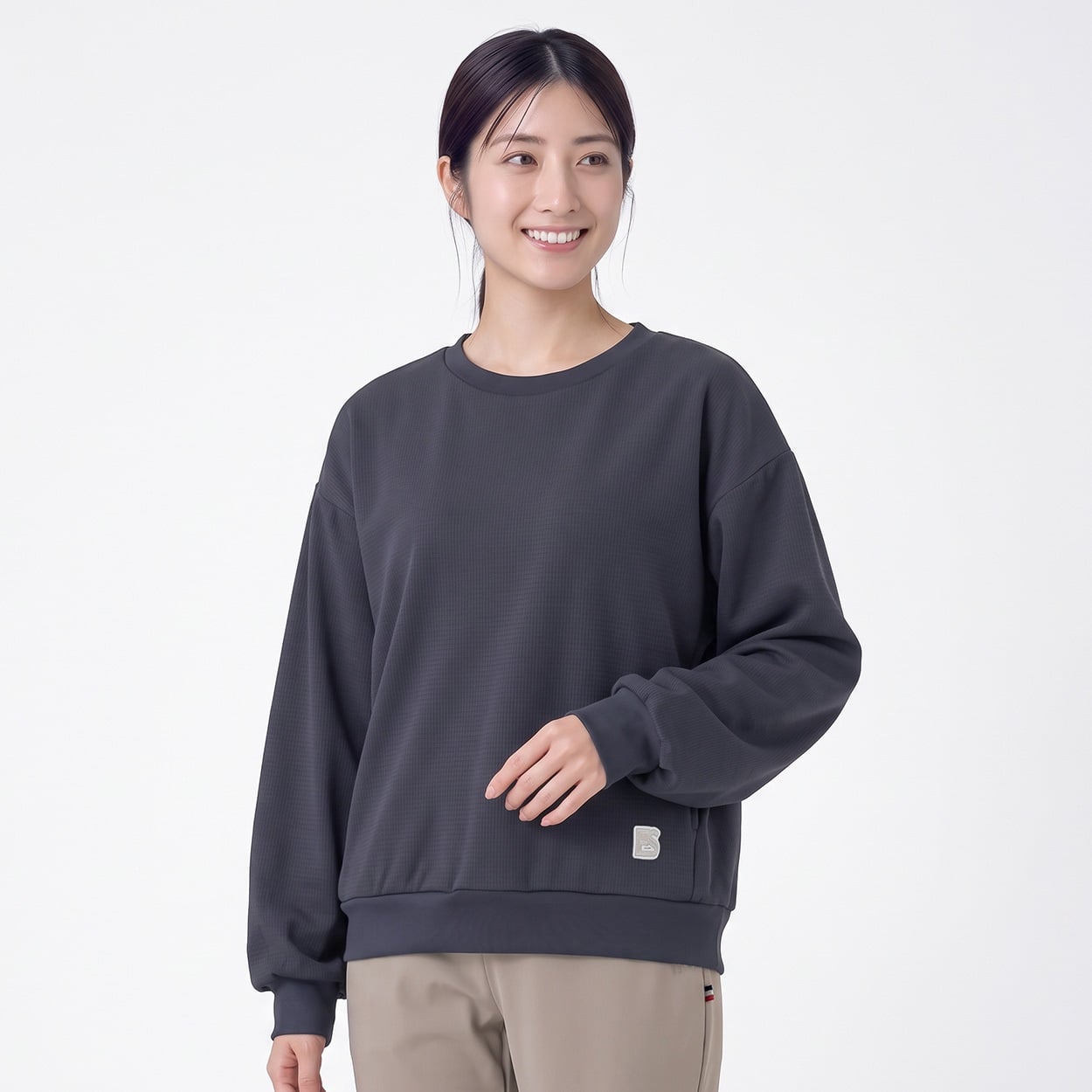 ELLE SPORT(エルスポーツ) リップ調裏起毛クルーネックプルオーバー レディス(コイアオ-M)