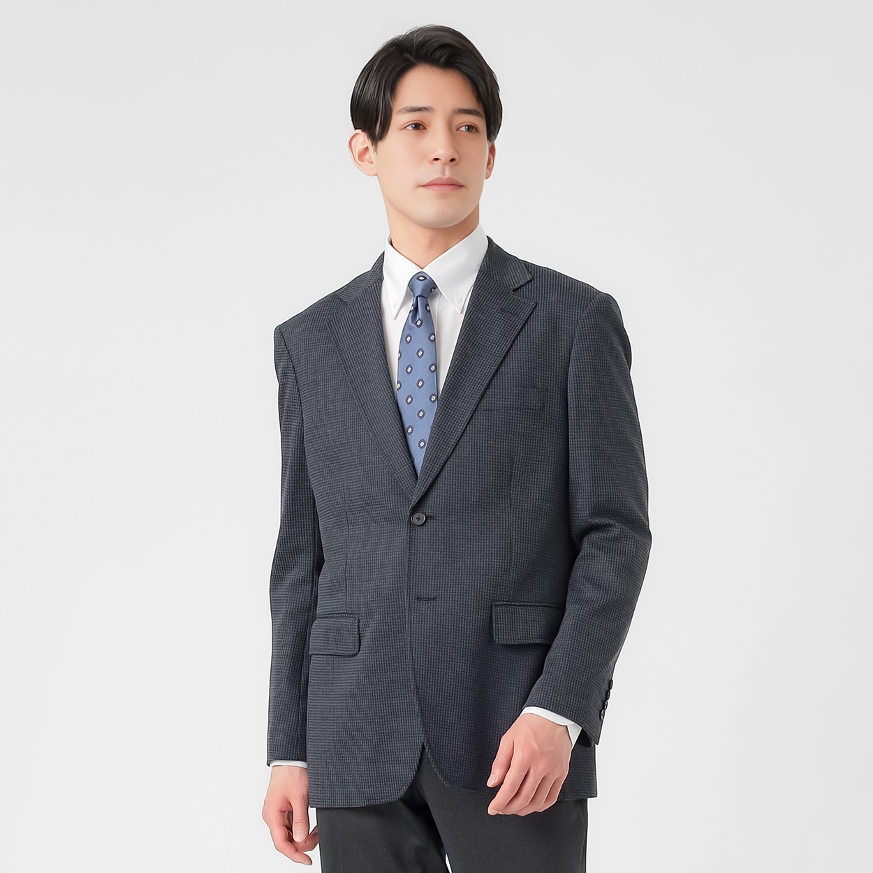 日本製生地ウール混ニットジャケット メンズ Tern(ターン)(Ａウスアオ-LL)