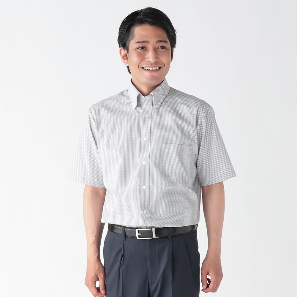 売れ筋商品|||シャツ ドレス ボタン 半袖 スプリット ターンダウン レディース 半袖ボタンダウンドレスシャツ マイクロポリエステル使用超形態