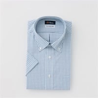 Tern 半袖形態安定綿100%カラードレスシャツ メンズ(Ａアオ-45)