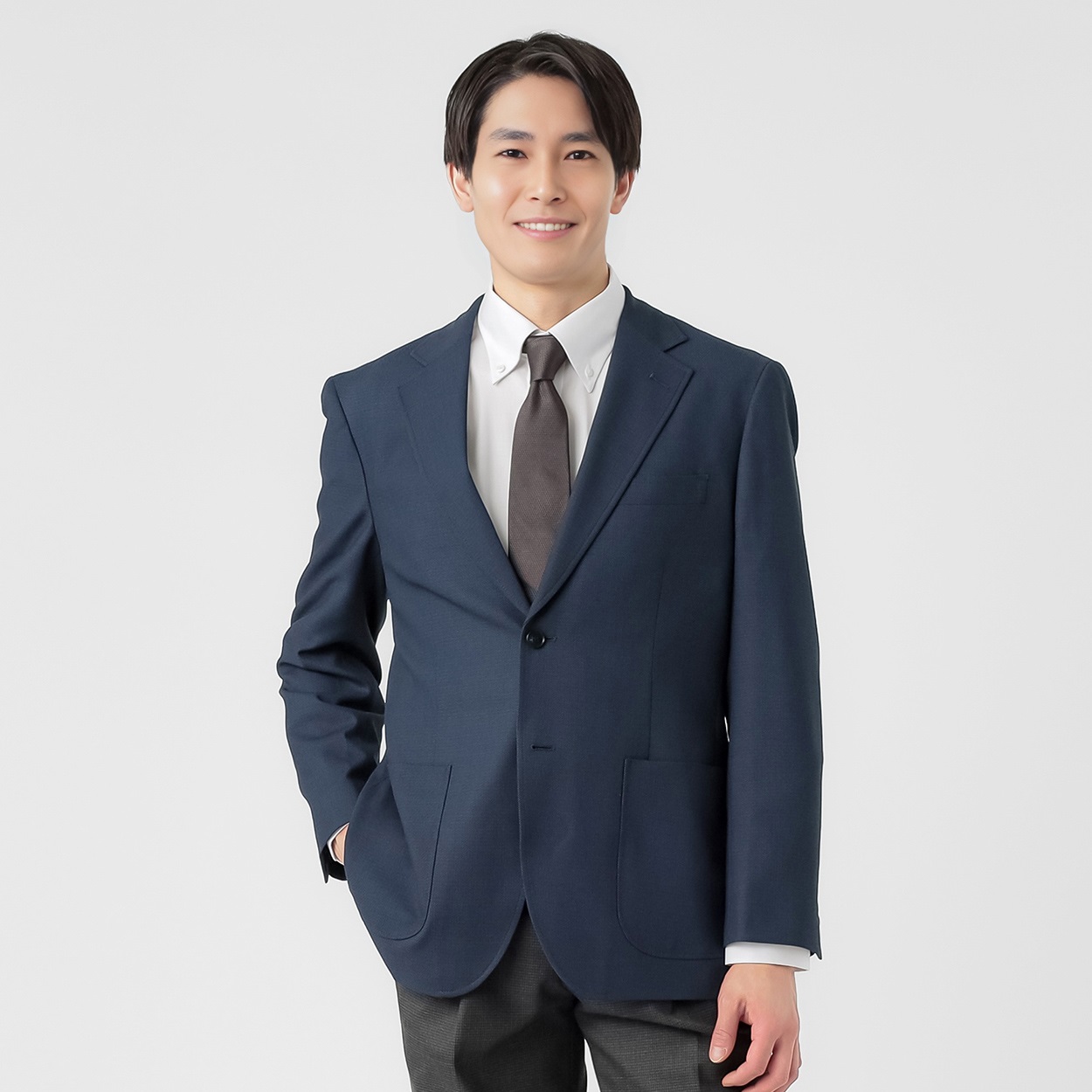 【美品】Tern ターン AB6 メンズスーツ セットアップ ネイビー ビジネス Tern ウールライクジャケット ネイビー無地 メンズ Tern(ターン