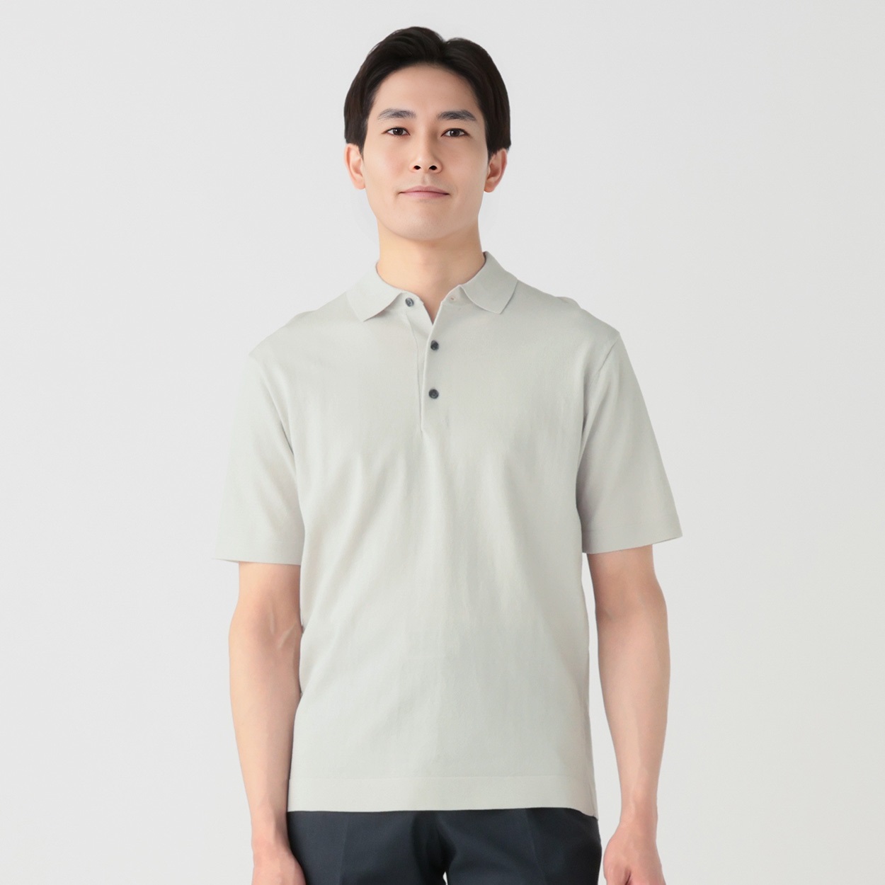 Tern(ターン) Tern 無地半袖ニットポロシャツ メンズ(ウスクロ-M)