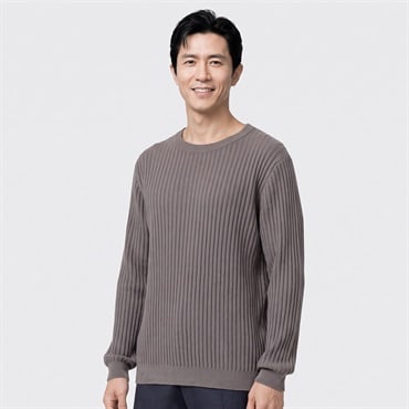 Tern あぜ編みクルーネックニット メンズ