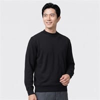 Tern 無地モックネックニット メンズ(クロ-M)
