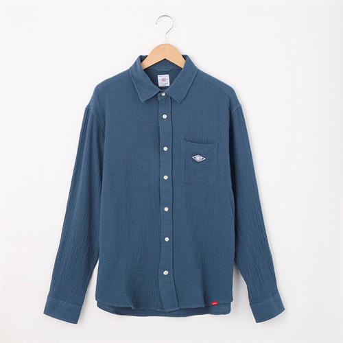 LUMBER(ランバー) Wガーゼショールカラーシャツ(アオ-M)