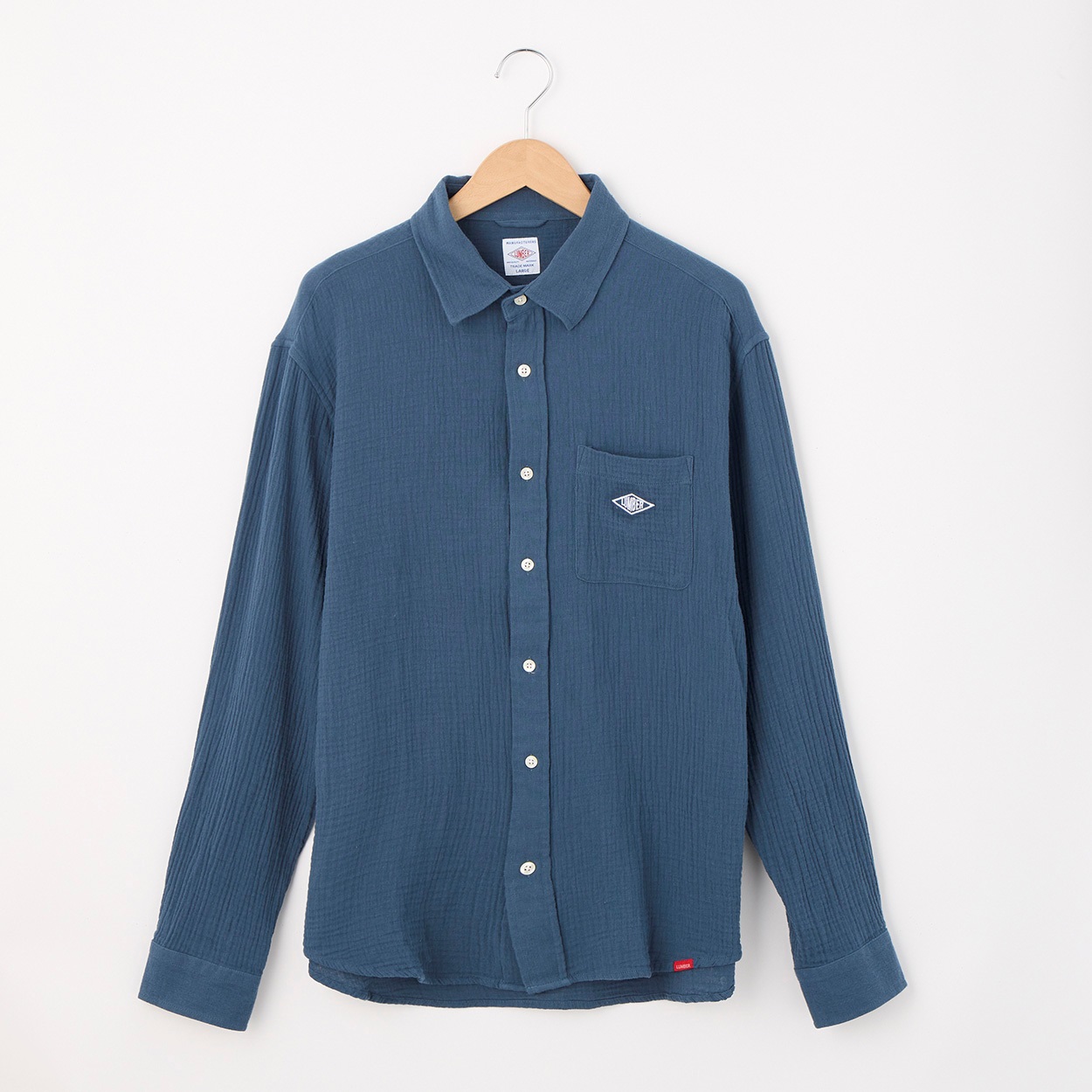 LUMBER(ランバー) Wガーゼショールカラーシャツ(アオ-L)