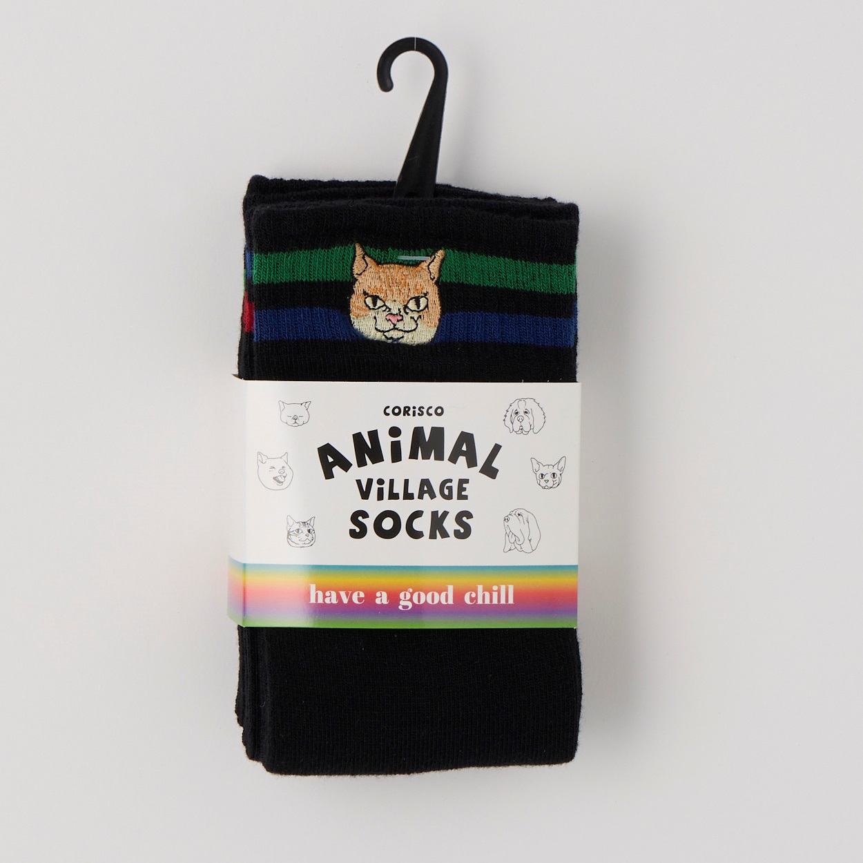 CORISCO(コリスコ) アニマルワンポイント刺繍3Pソックス(クロ-L)