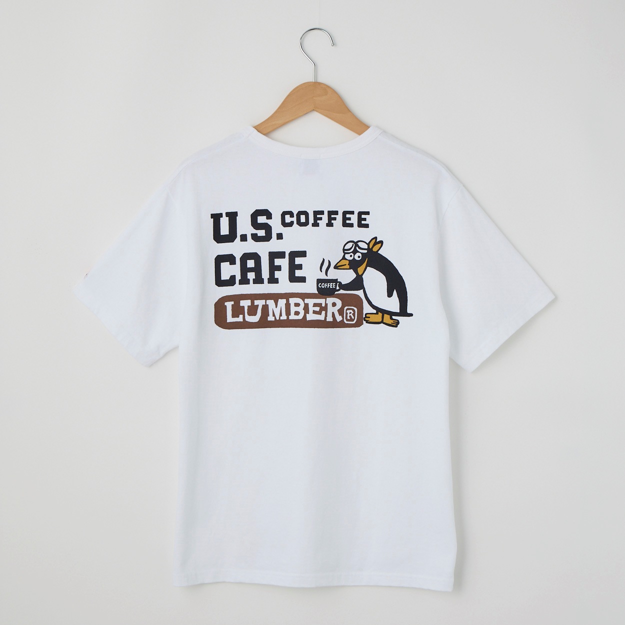 LUMBER(ランバー) U.S COFFEE CAFÉ Tシャツ(シロ-L)