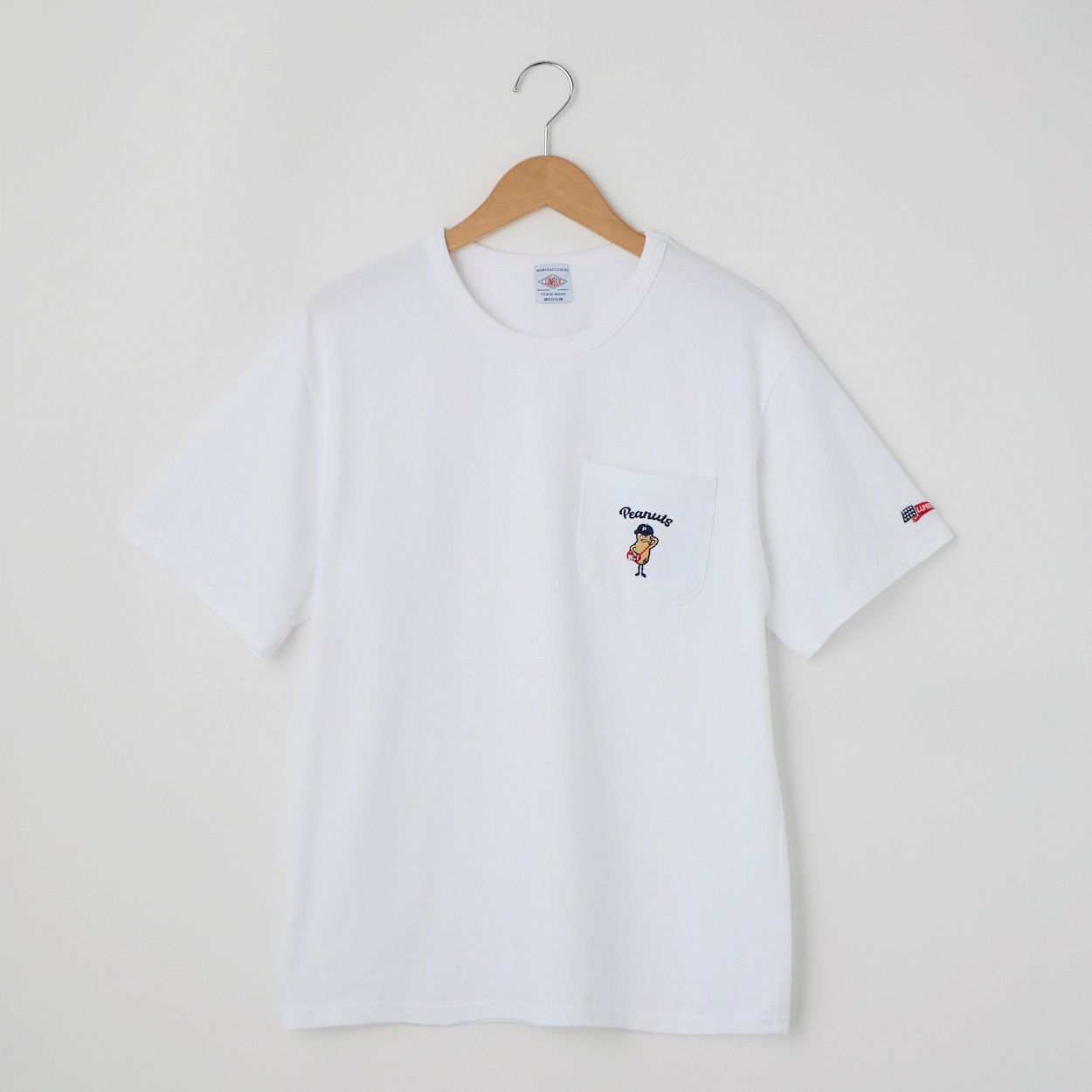 LUMBER(ランバー) 別注ポケットTシャツ(ピーナッツ)(シロ-S)