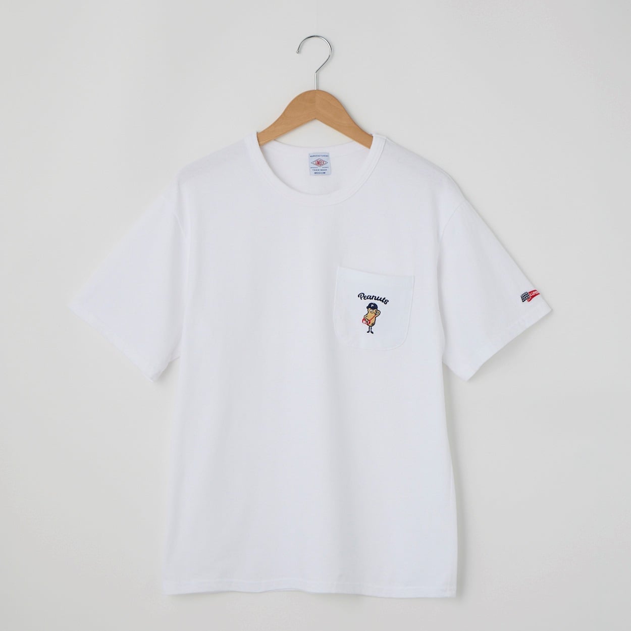 LUMBER(ランバー) 別注ポケットTシャツ(ピーナッツ)(シロ-LL)
