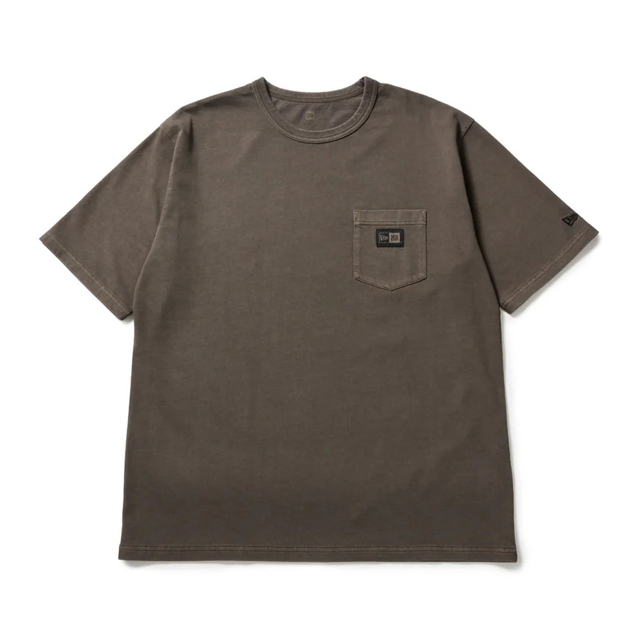 NEWERA(ニューエラ) 半袖 ガーメントダイ コットン Tシャツ Box Logo Woven Patch ブラウン(チャ-M)